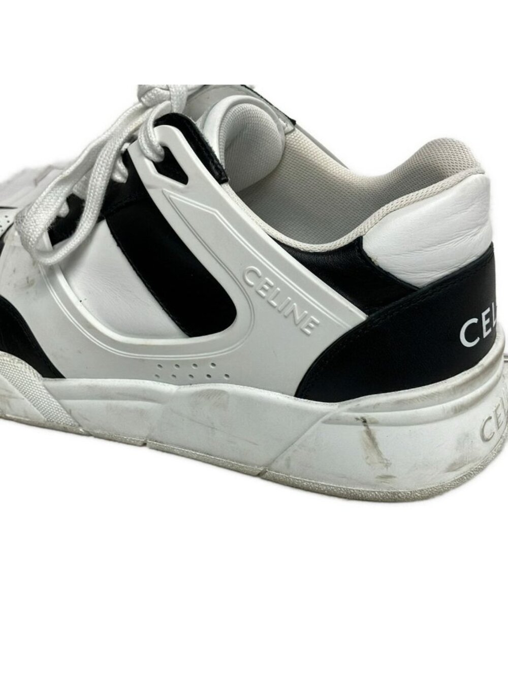 Celine Sneakers 42 Lace Up Low Optic White Black - Picture 7 of 9